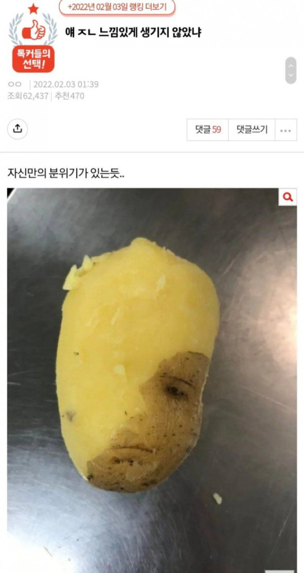 느낌있게 생긴 감자